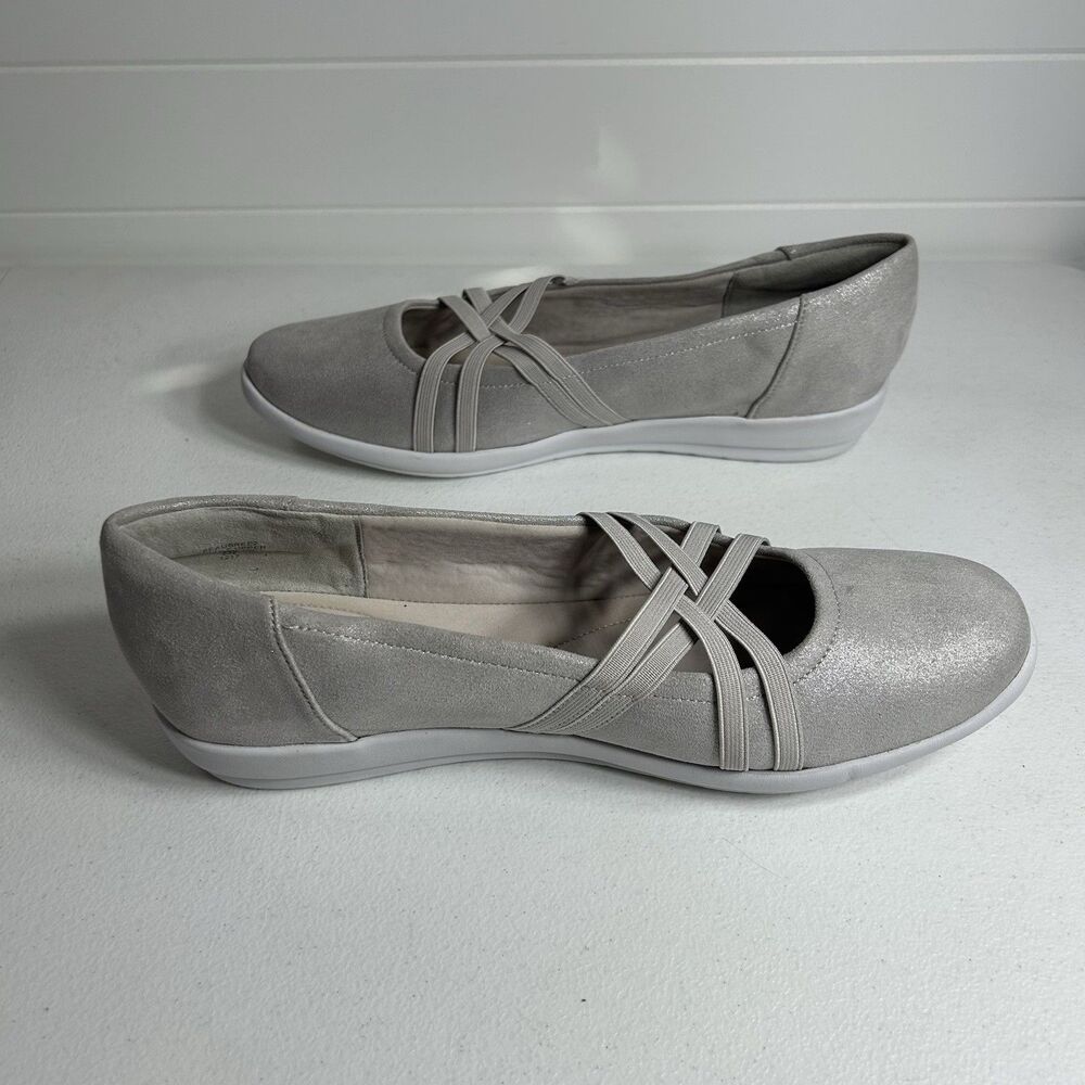 Easy Spirit Aubree2 Women’s Size 10 W Silver Slip-On Comfort Flats Wide Width - Picture 7 of 8